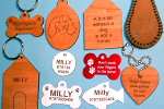 small size picture of pet nametags and keyfobs
